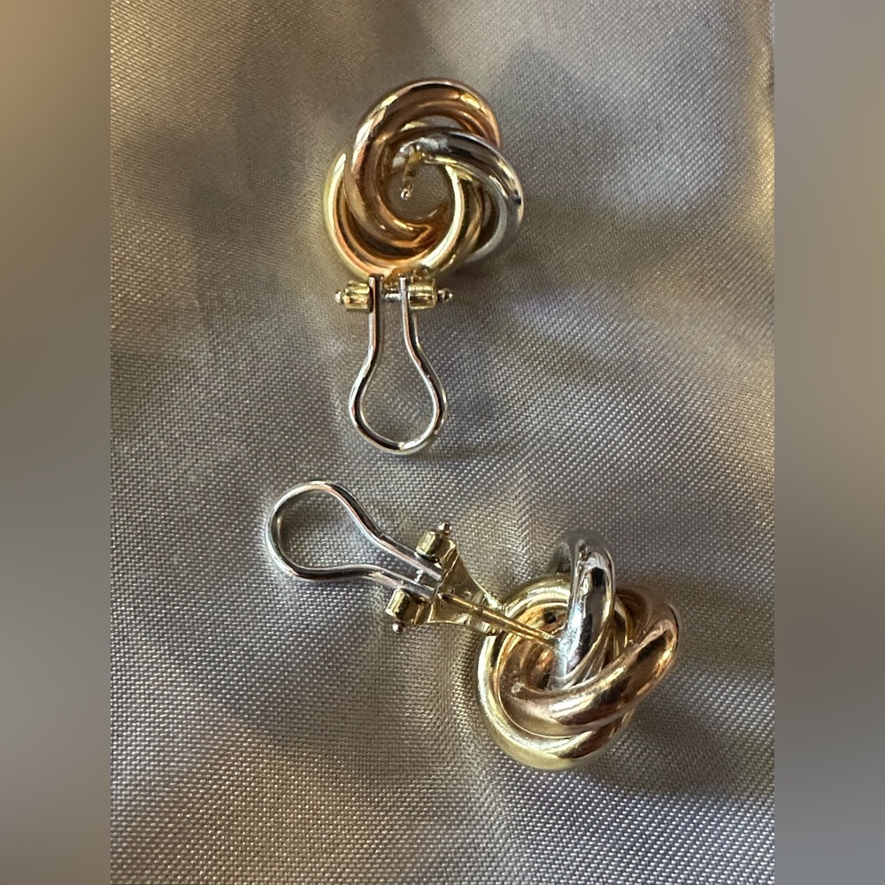 Blue Nile 14K tri-color Italian gold earrings - Picture 5 of 10